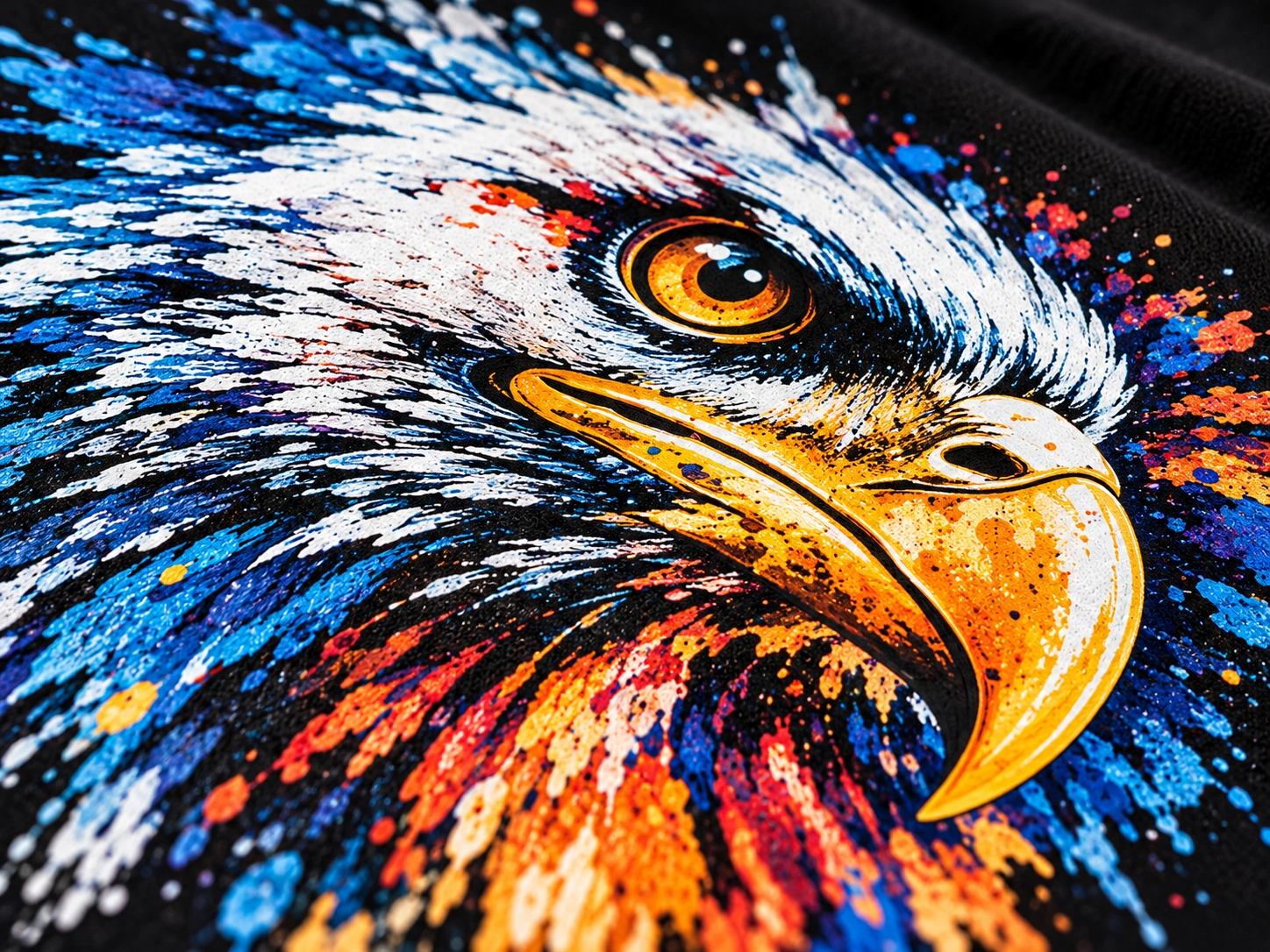 Detailed multi-color DTG artwork close-up