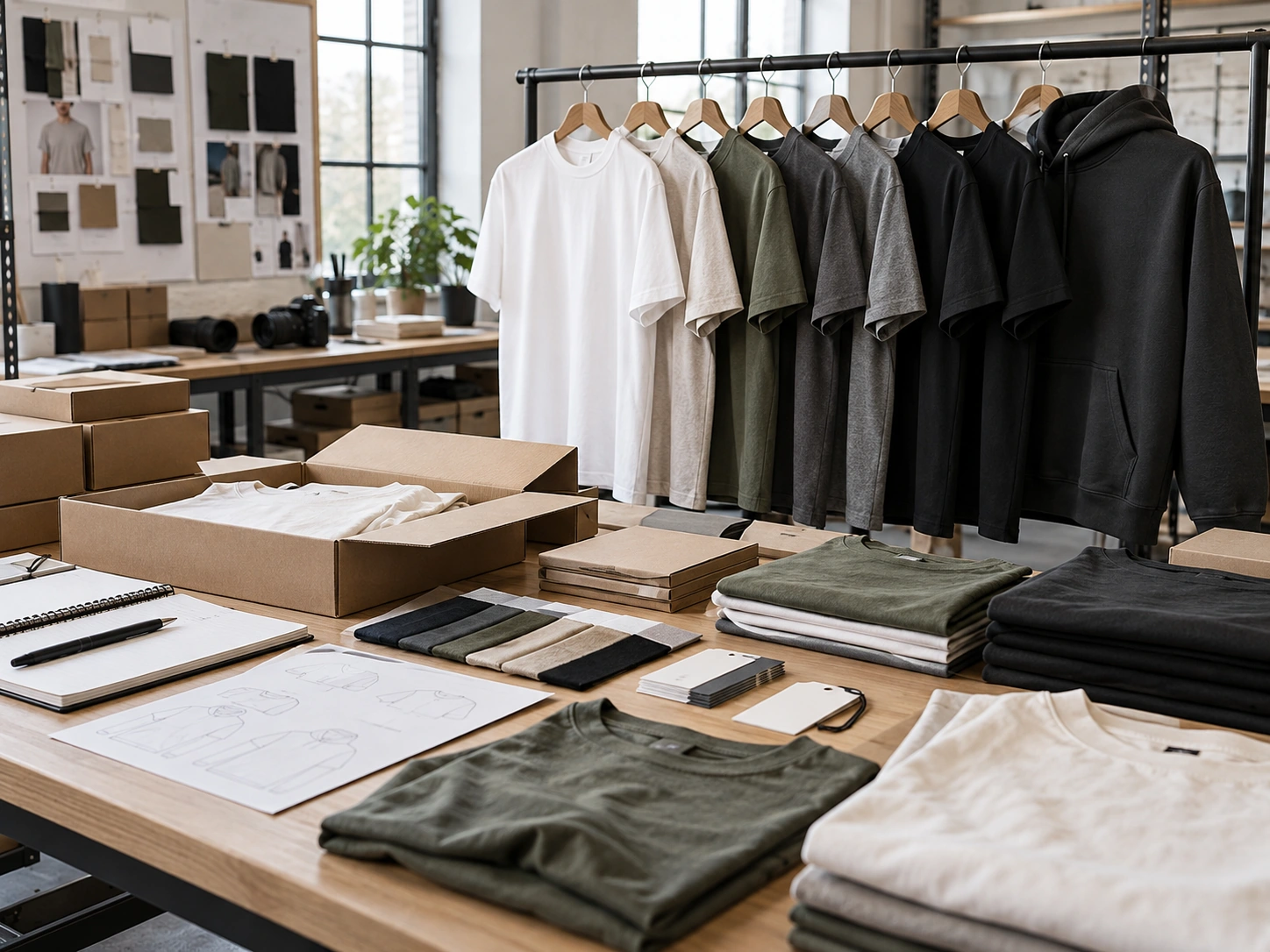 Garment dyed T-shirts in multiple muted colors