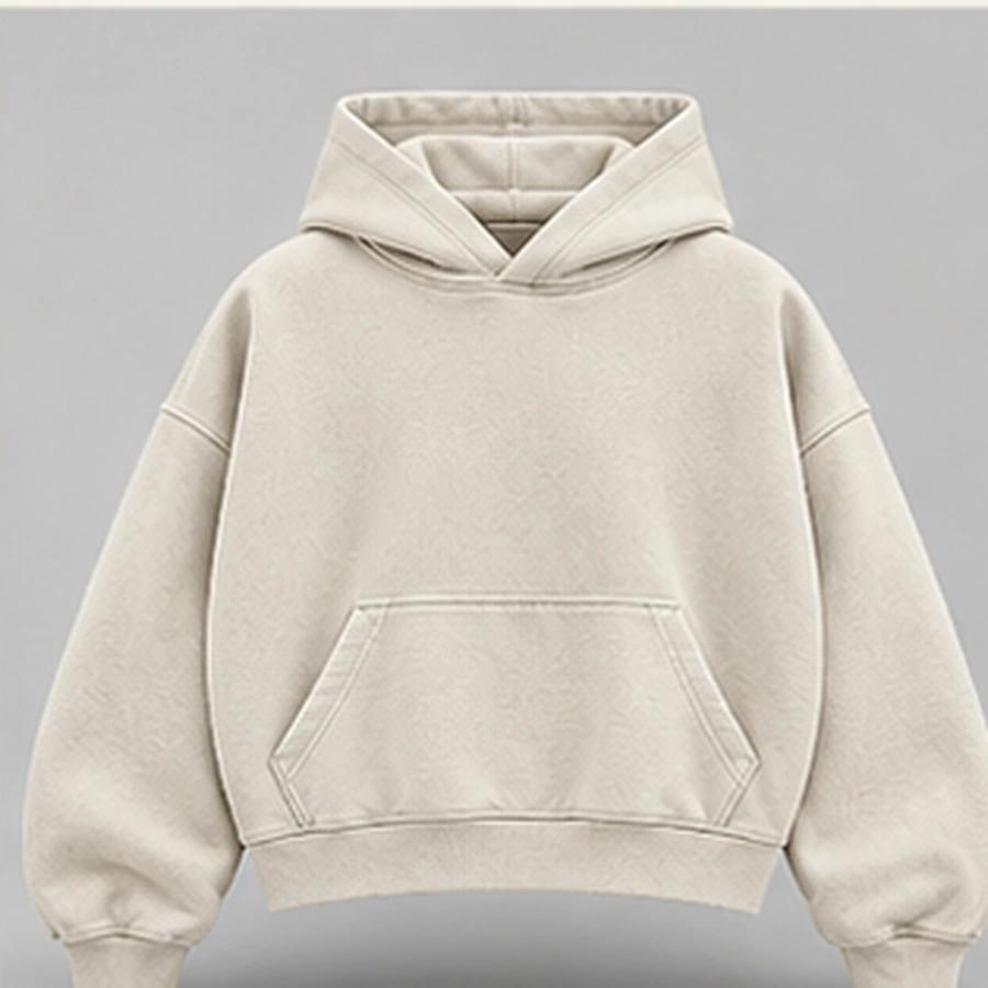 Boxy Cropped Hoodie front style illustration