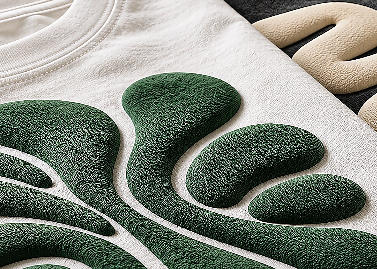 Original colored puff-print graphic on a T-shirt