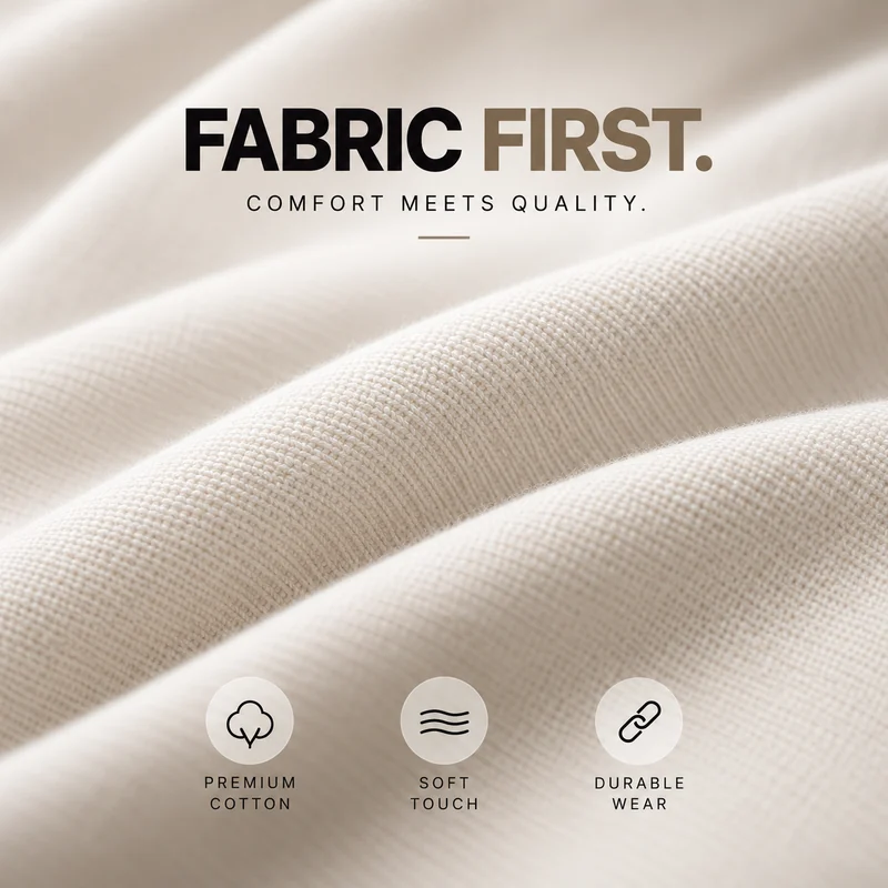 Close-up of cream cotton fabric showing its soft surface and knit texture