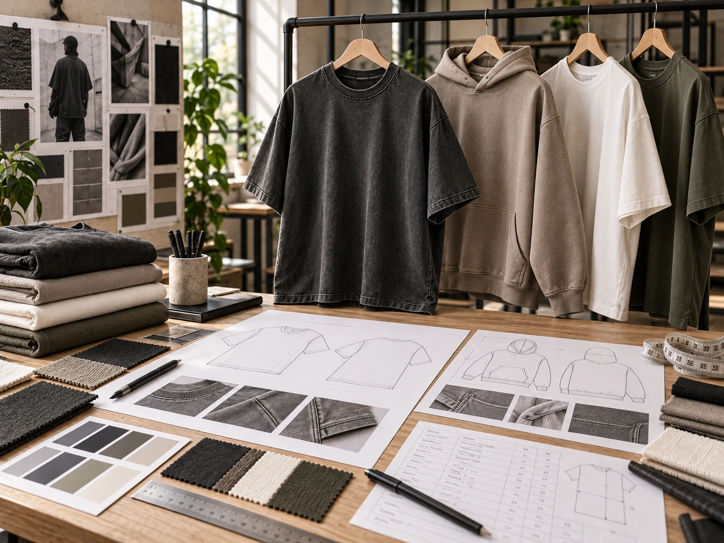 Custom T-shirt sample development workspace